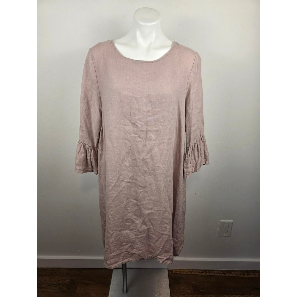 Bryn Walker Womens Large Dusty Rose Pink Cotton Ruffle Bell Sleeve Shift Dress